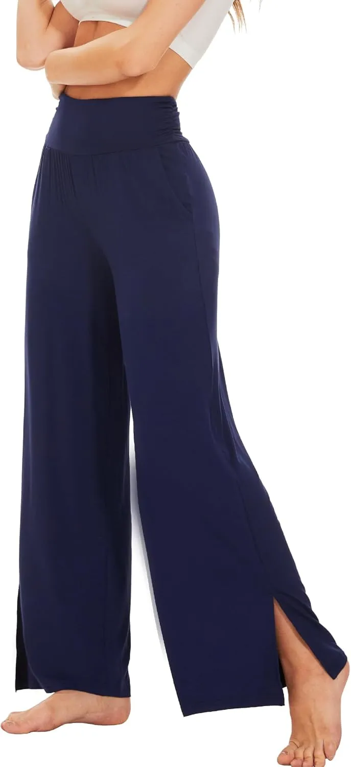 WiWi Womens Viscose from Bamboo Lounge Pants Soft Wide Leg Pajama Bottoms Palazzo Yoga Pant Casual Pj Bottom S-XXL
