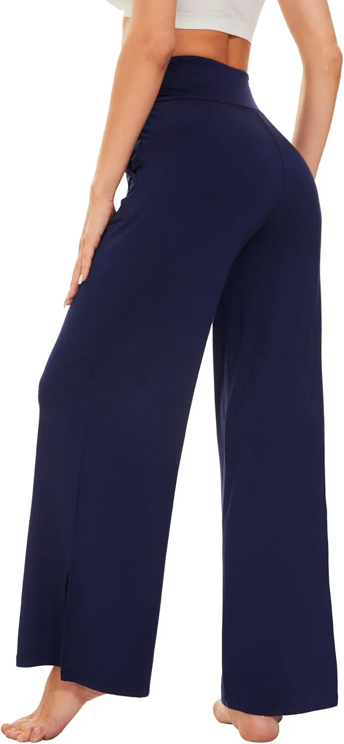 WiWi Womens Viscose from Bamboo Lounge Pants Soft Wide Leg Pajama Bottoms Palazzo Yoga Pant Casual Pj Bottom S-XXL