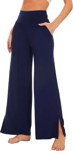 WiWi Womens Viscose from Bamboo Lounge Pants Soft Wide Leg Pajama Bottoms Palazzo Yoga Pant Casual Pj Bottom S-XXL