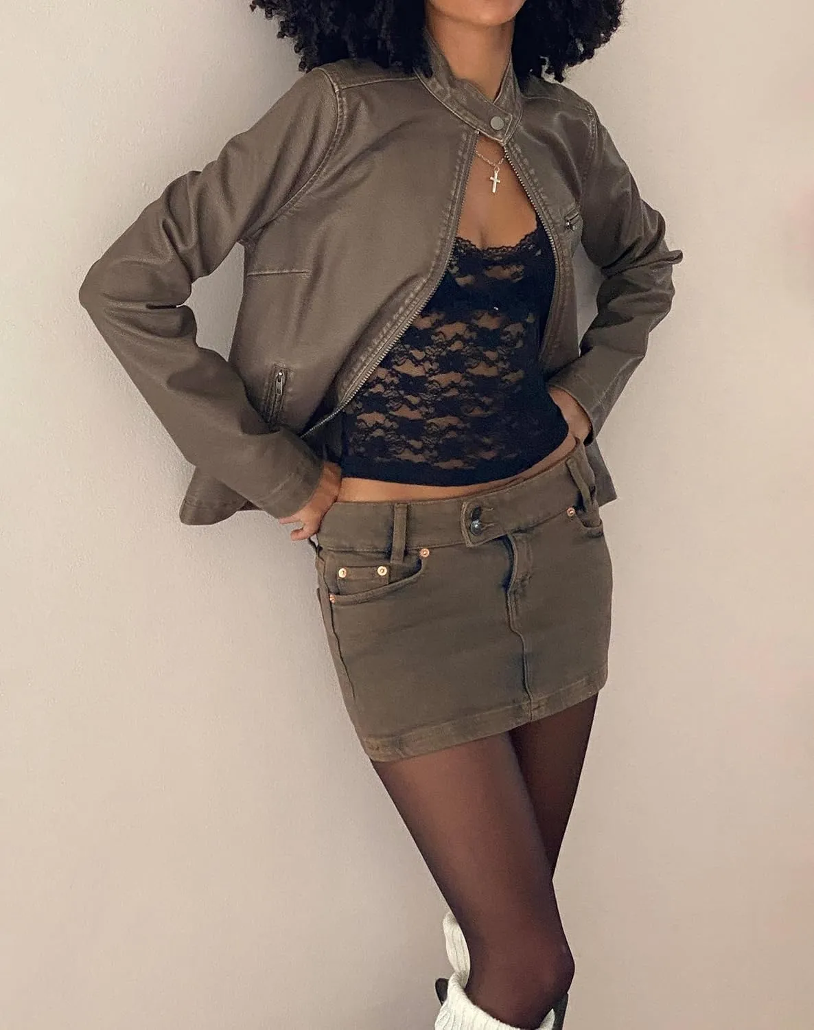 Women Denim Skirt Low Waist Zipper Button Mini Jean Skirts Summer Casual Stretch Skort