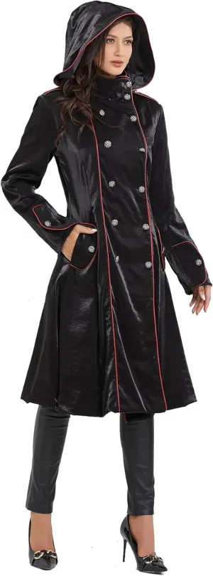 Women Gothic Hooded Costume Dress Victorian Vampire Trench Coat Pirate Steampunk Jackets
