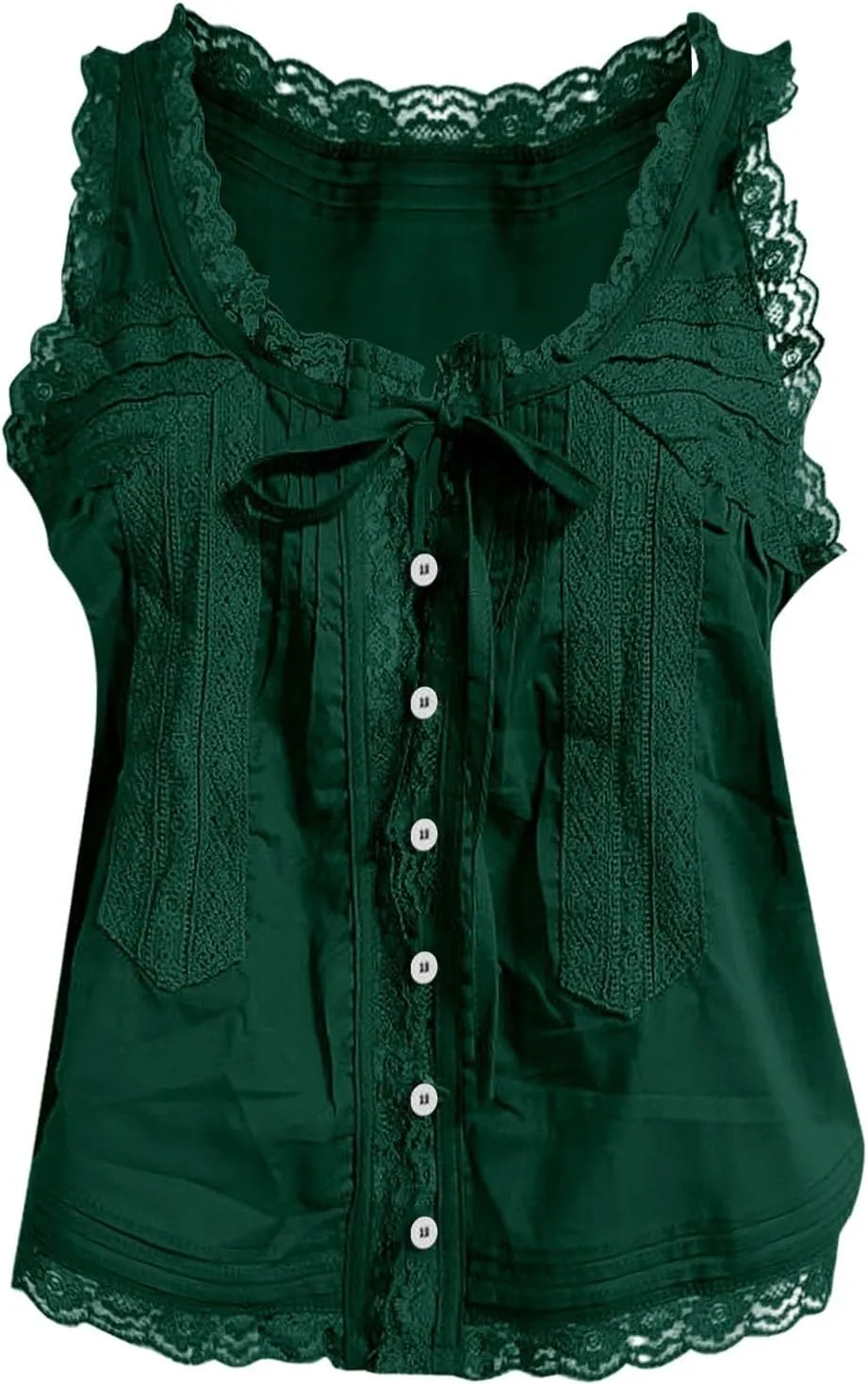 Women Sleeveless Lace Trim Tank Tops Beach Vacation Essentials Button Down Front Tie Mesh Chiffon Crop Tops