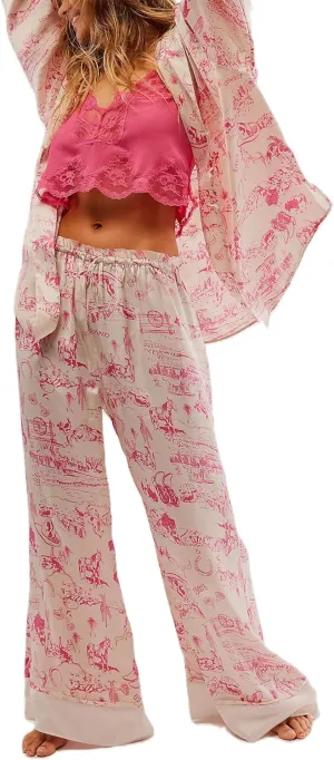 Women Soft Satin Pajamas Set Y2K Floral Long Sleeve Button Down Shirt Wide Leg Pants 2 Piece Silk Pjs Set Loungewear