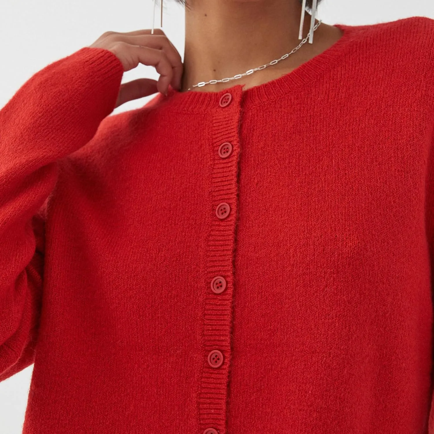 Women Y2k Crop Cardigan Long Sleeve Button Down Sweater Lightweight Solid Color Open Front Cute Knitted Tops