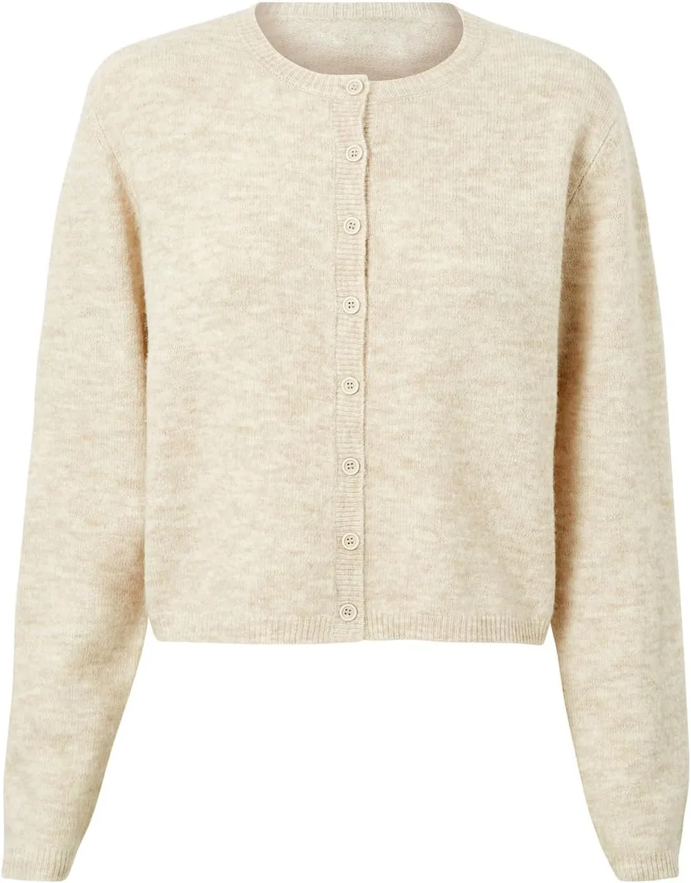 Women Y2k Crop Cardigan Long Sleeve Button Down Sweater Lightweight Solid Color Open Front Cute Knitted Tops