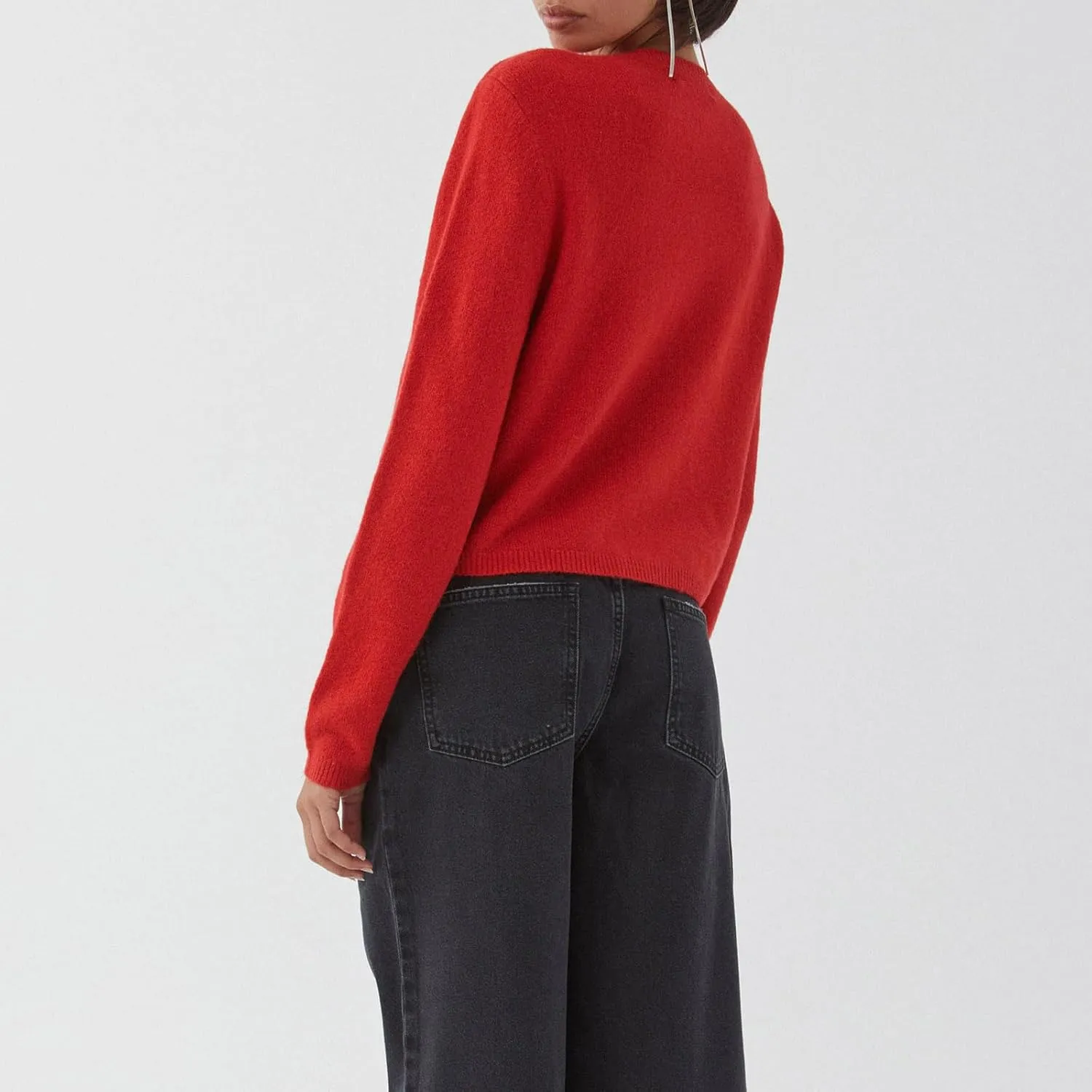 Women Y2k Crop Cardigan Long Sleeve Button Down Sweater Lightweight Solid Color Open Front Cute Knitted Tops
