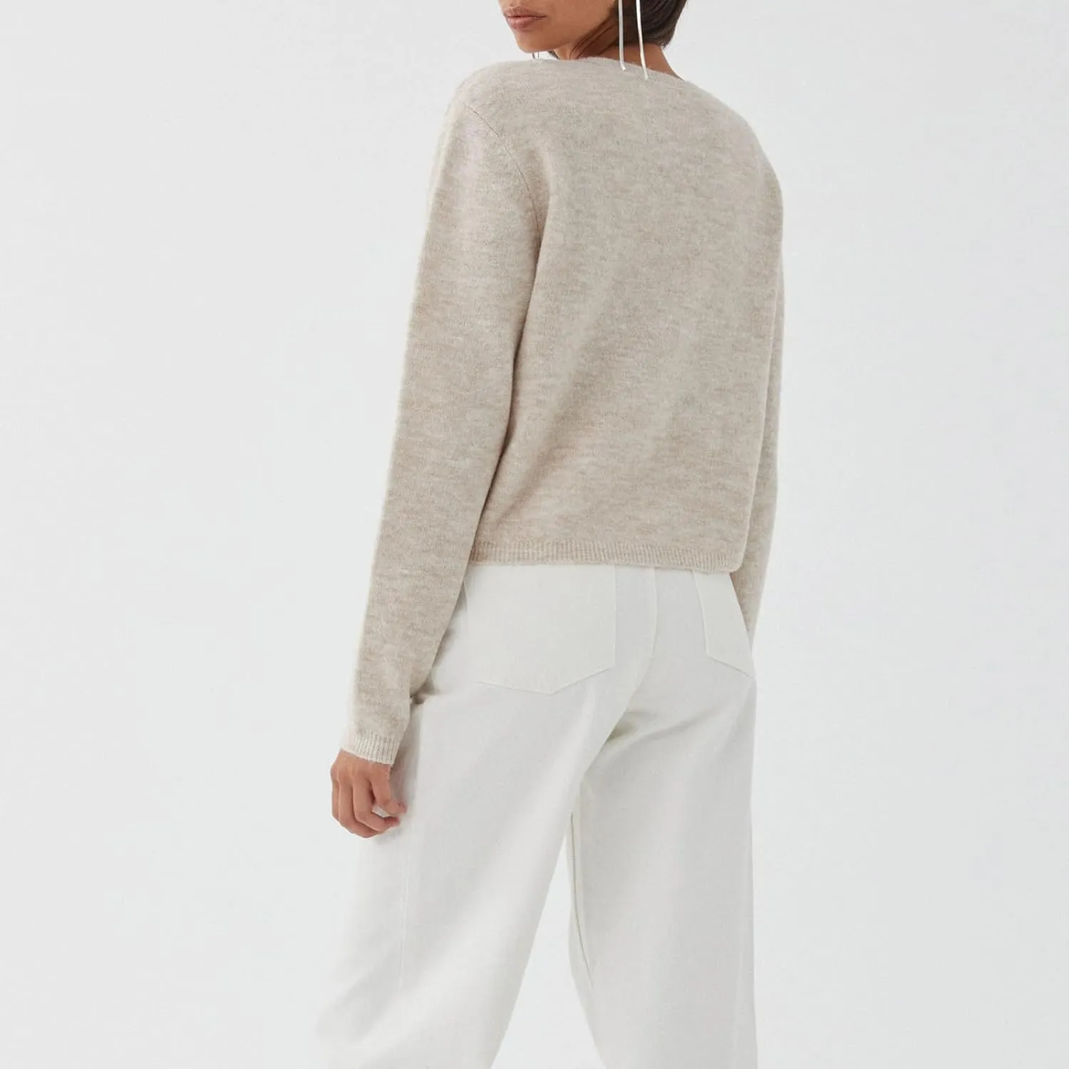 Women Y2k Crop Cardigan Long Sleeve Button Down Sweater Lightweight Solid Color Open Front Cute Knitted Tops