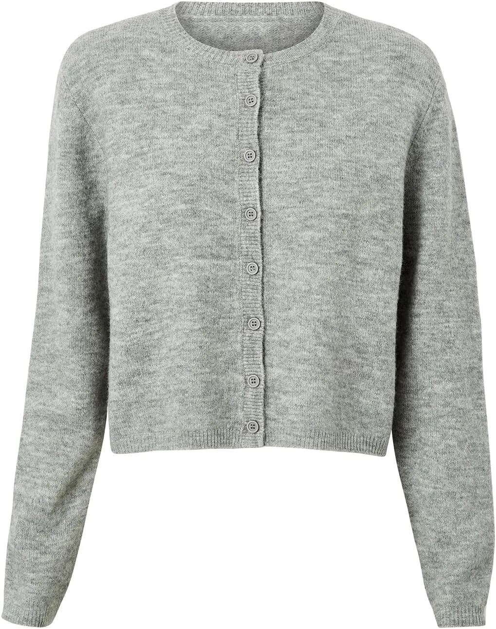 Women Y2k Crop Cardigan Long Sleeve Button Down Sweater Lightweight Solid Color Open Front Cute Knitted Tops