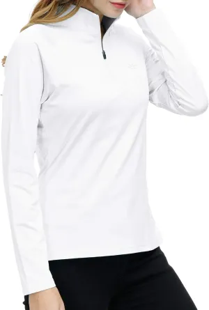 Womens 1/4 Zip Golf Shirt Long Sleeve Lightweight Golf Pullover Outdoor Athletic Tennis Polo Shirts