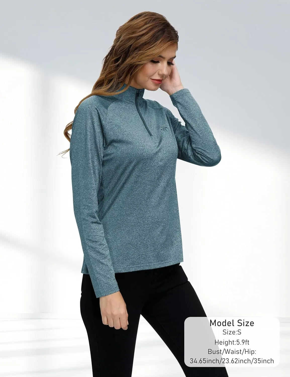 Womens 1/4 Zip Golf Shirt Long Sleeve Lightweight Golf Pullover Outdoor Athletic Tennis Polo Shirts