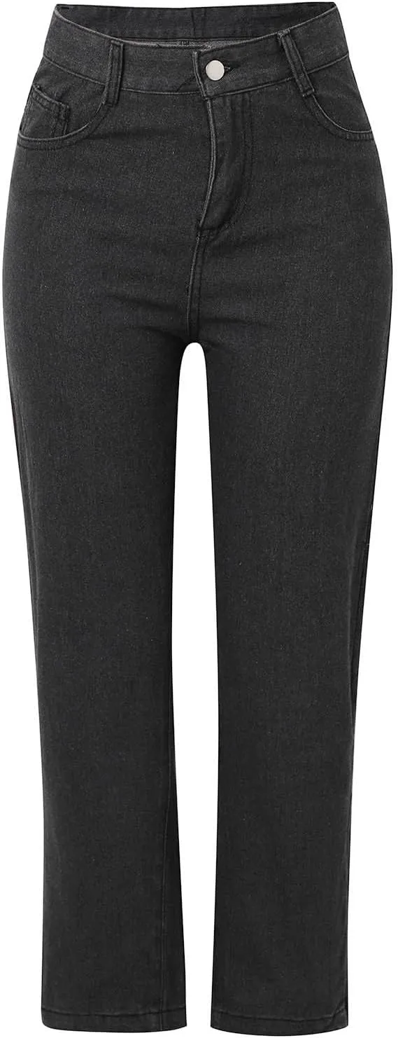 Women's Casual Vintage Jeans Straight-Leg High Waisted Boyfriends Denim Pants Streetwear Lightweight Loose Trousers