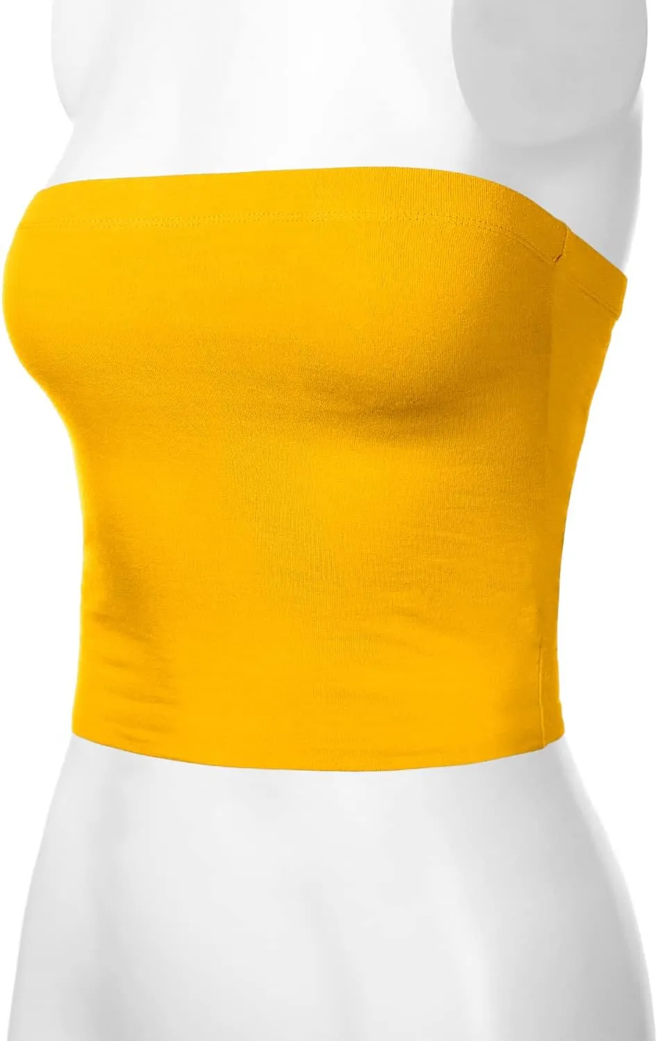 Women's Double Layered Crop Tube Tops Strapless Basic Cotton Cami Casual