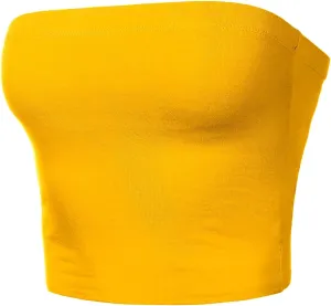 Women's Double Layered Crop Tube Tops Strapless Basic Cotton Cami Casual