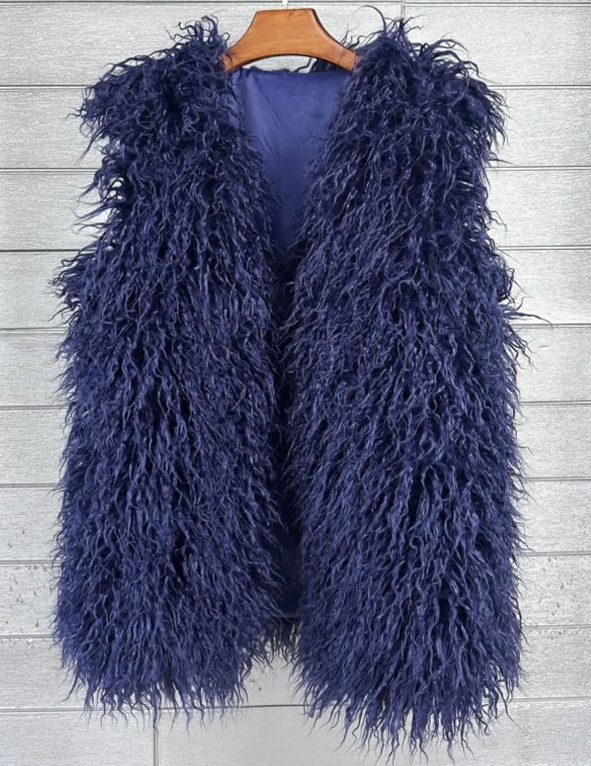Women's Faux Fur Long Waistcoat,Warm Fluffy Emerald Green Vests Stylish Jackets Coat