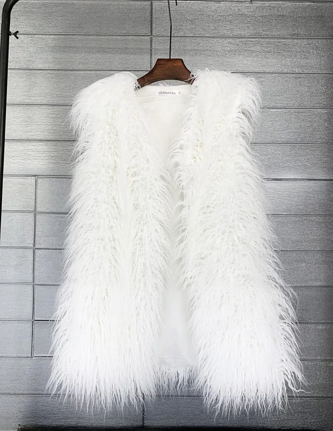 Women's Faux Fur Long Waistcoat,Warm Fluffy Emerald Green Vests Stylish Jackets Coat