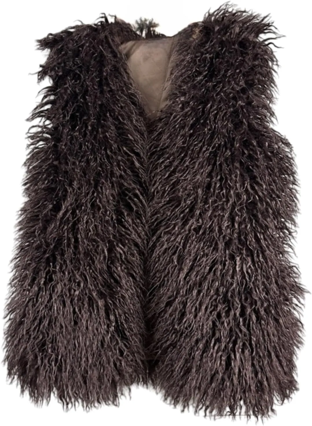 Women's Faux Fur Long Waistcoat,Warm Fluffy Emerald Green Vests Stylish Jackets Coat