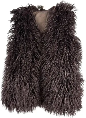 Women's Faux Fur Long Waistcoat,Warm Fluffy Emerald Green Vests Stylish Jackets Coat