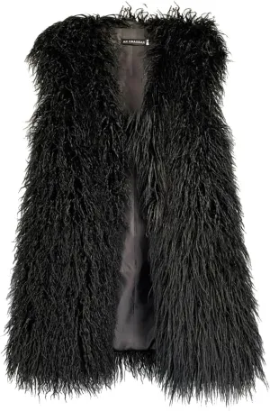 Women's Faux Fur Long Waistcoat,Warm Fluffy Emerald Green Vests Stylish Jackets Coat