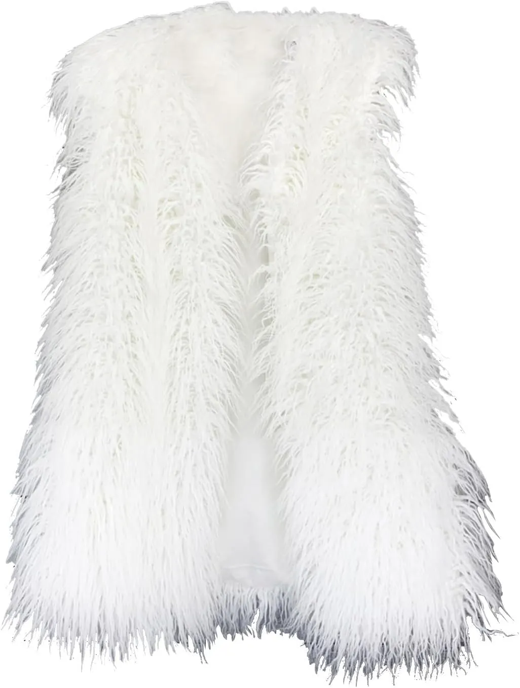 Women's Faux Fur Long Waistcoat,Warm Fluffy Emerald Green Vests Stylish Jackets Coat