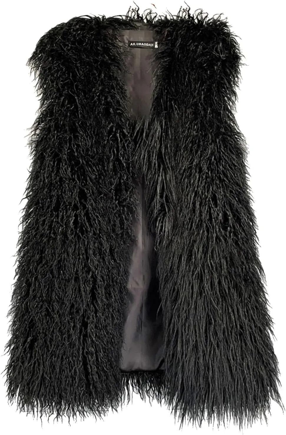 Women's Faux Fur Long Waistcoat,Warm Fluffy Emerald Green Vests Stylish Jackets Coat
