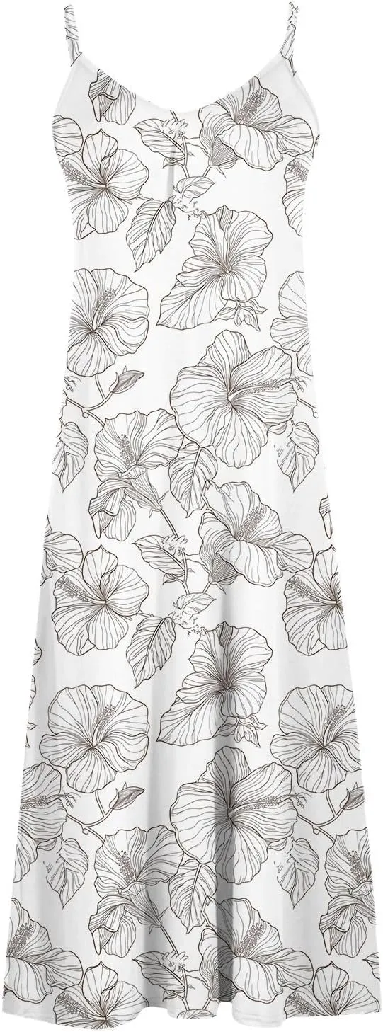 Womens Floral Maxi Dresses Spaghetti Strap Casual Summer Long Dress Vneck Flowy Boho Beach Sundress Vacation Outfits