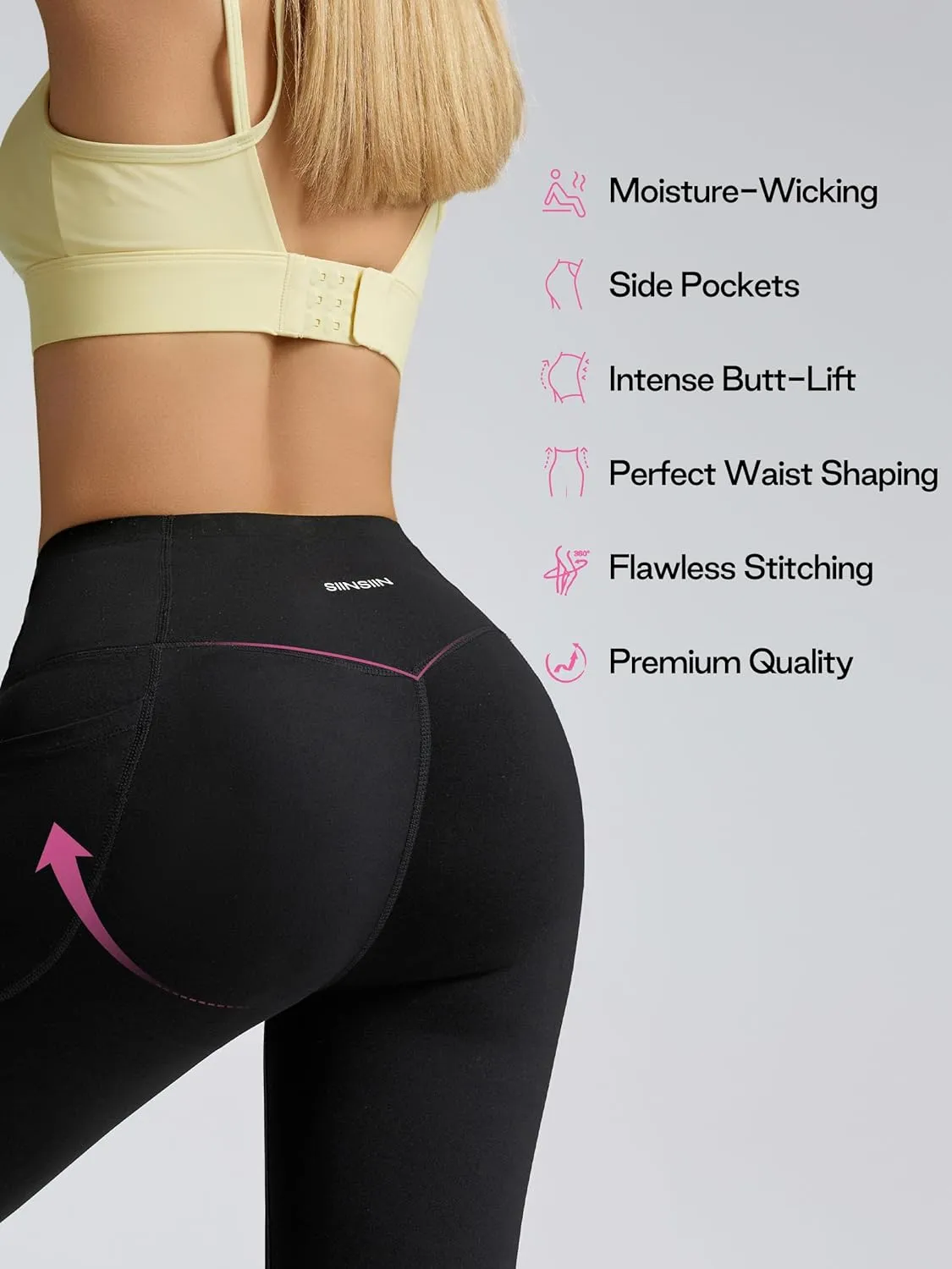 Women's High Waisted Leggings with Pockets Buttery Soft Seamless Tummy Control Workout Running Yoga Pants