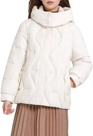 Womens Hooded Cotton Jacket Coat Solid Zipper Pockets Thicken Warm Casual Padded Jackets