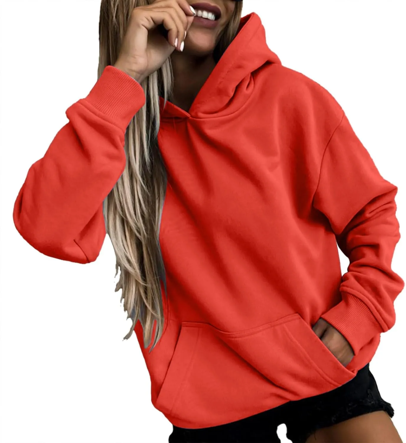 Womens Hoodies Oversized Sweatshirts Solid Pullover Long Sleeve Sweaters Winter Fall Fashion Outfits with Pocket