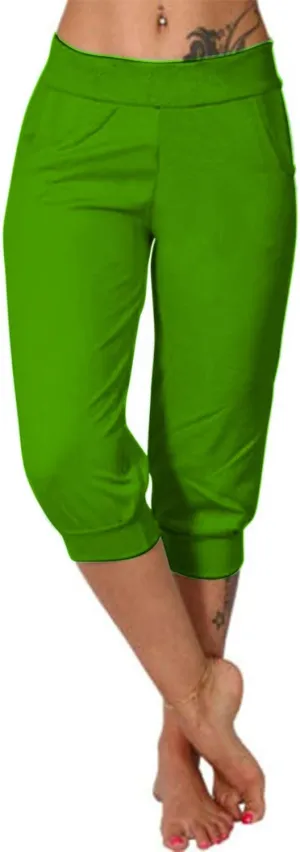Womens Leggings High Waist Capri Pants Casual Comfy Yoga Corp Trousers Exercise Workout Soft Capris with Pockets