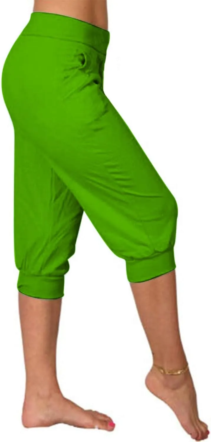Womens Leggings High Waist Capri Pants Casual Comfy Yoga Corp Trousers Exercise Workout Soft Capris with Pockets
