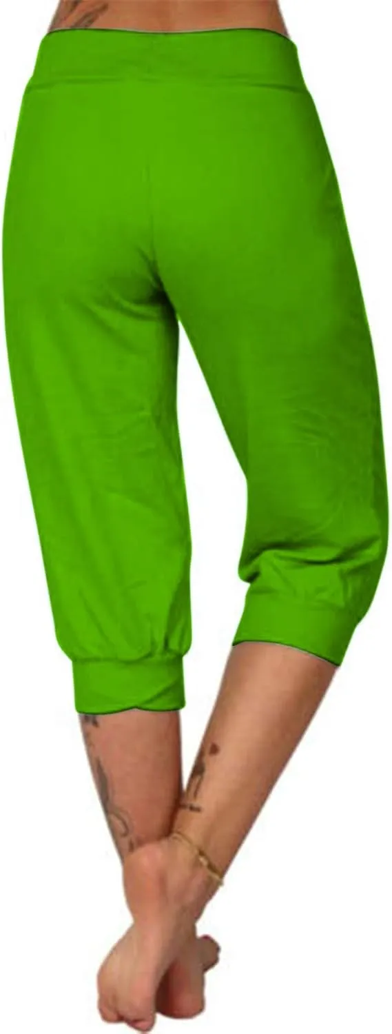 Womens Leggings High Waist Capri Pants Casual Comfy Yoga Corp Trousers Exercise Workout Soft Capris with Pockets