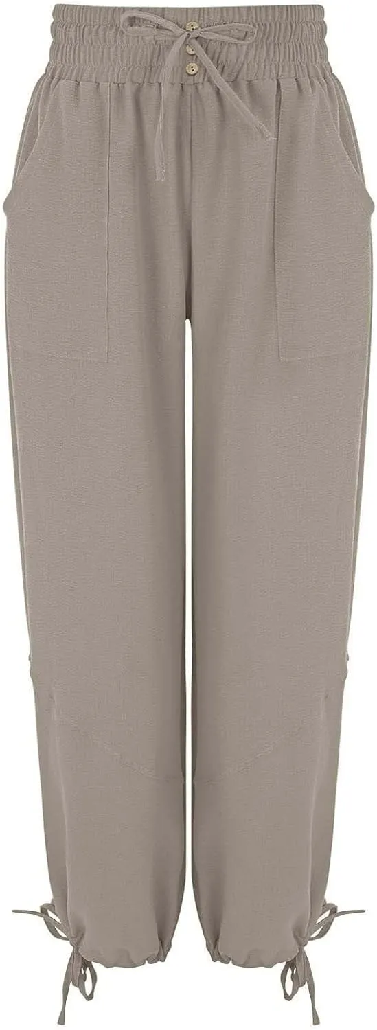Women's Lightweight Oversized Baggy Pants Trendy High Waist Breathable Pleated Trouser Beach Playing Casual Sweatpant