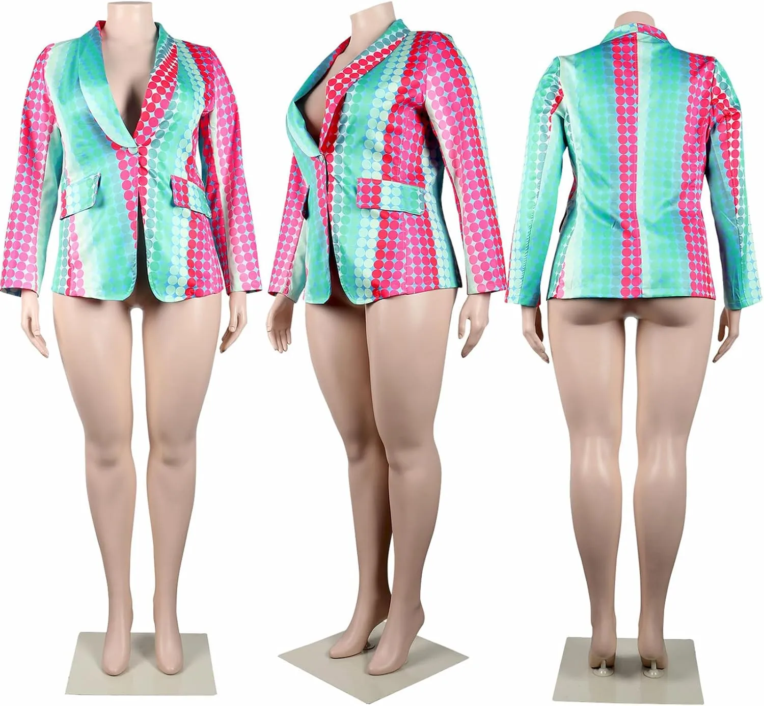 Women's Long Sleeve Lapel One Button Printed Sexy Nightclub Party Casual Blazer Jackets