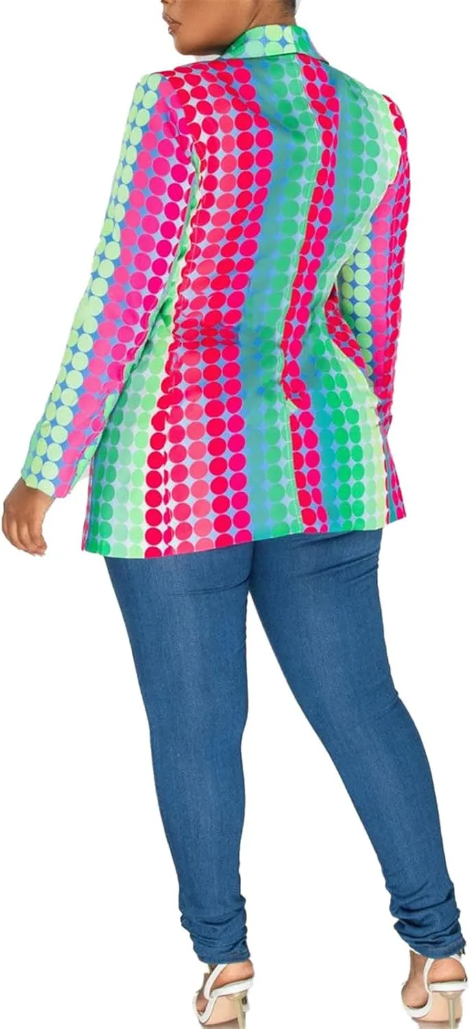 Women's Long Sleeve Lapel One Button Printed Sexy Nightclub Party Casual Blazer Jackets
