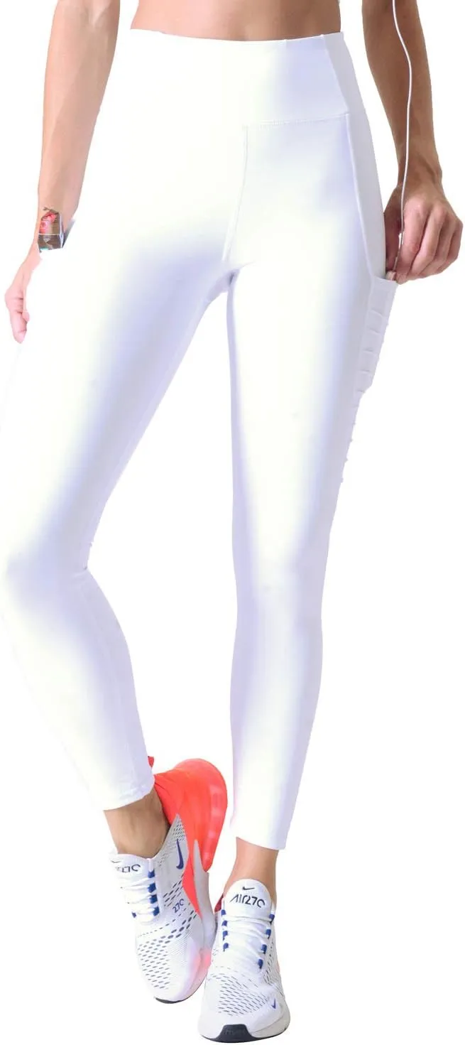 Women's Mesh Leggings 4-Way Strech Stylish Activewear High Waist Workout Pants with Pockets