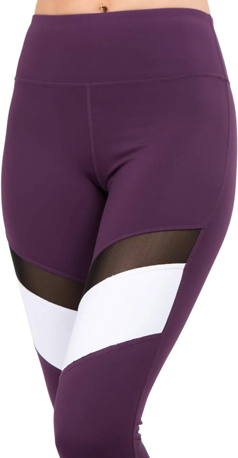 Women's Mesh Leggings 4-Way Strech Stylish Activewear High Waist Workout Pants with Pockets
