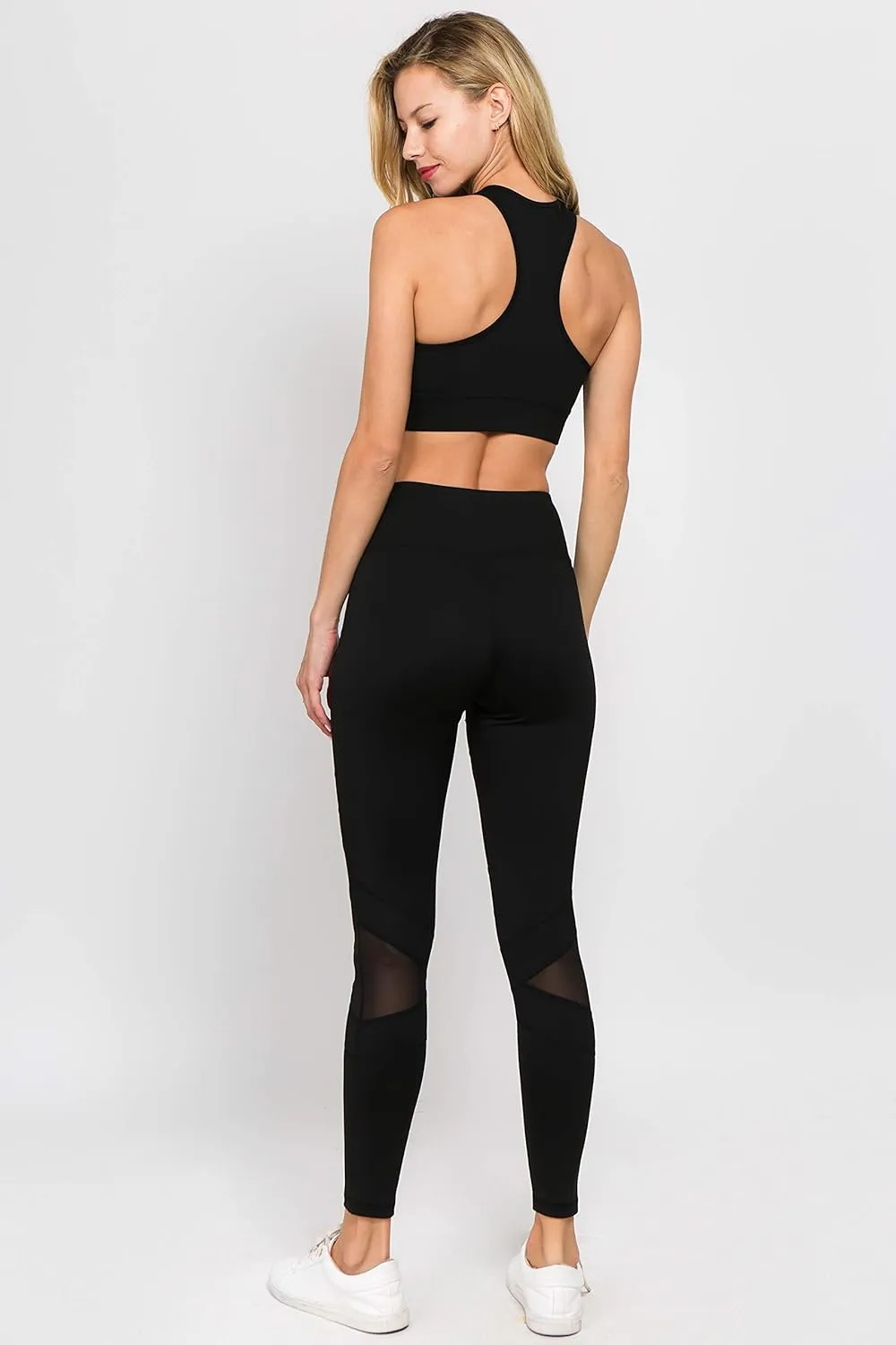 Women's Mesh Leggings 4-Way Strech Stylish Activewear High Waist Workout Pants with Pockets