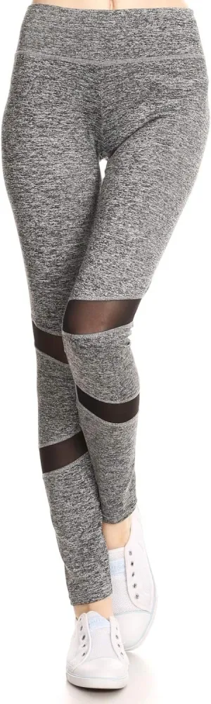 Women's Mesh Leggings 4-Way Strech Stylish Activewear High Waist Workout Pants with Pockets