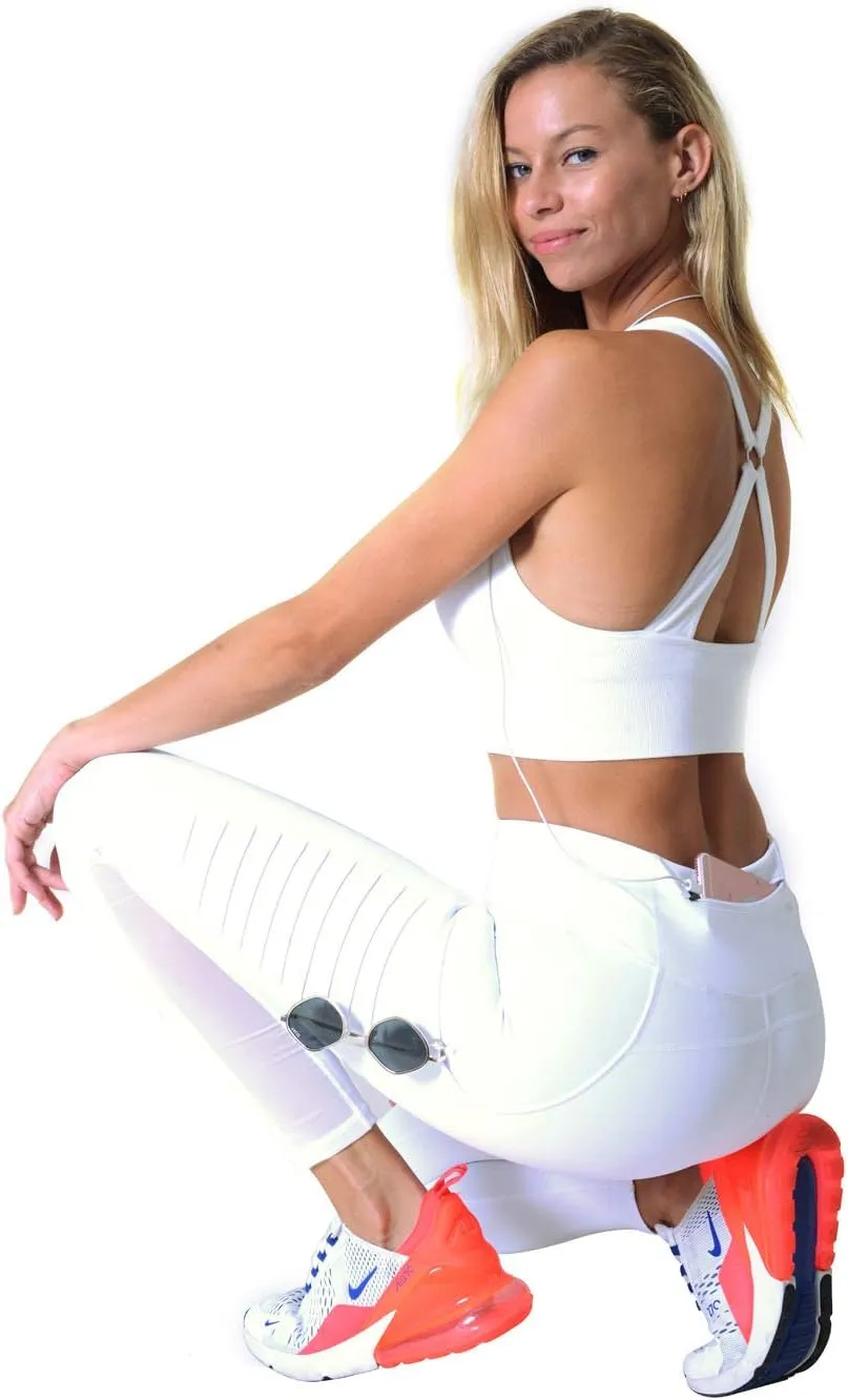 Women's Mesh Leggings 4-Way Strech Stylish Activewear High Waist Workout Pants with Pockets