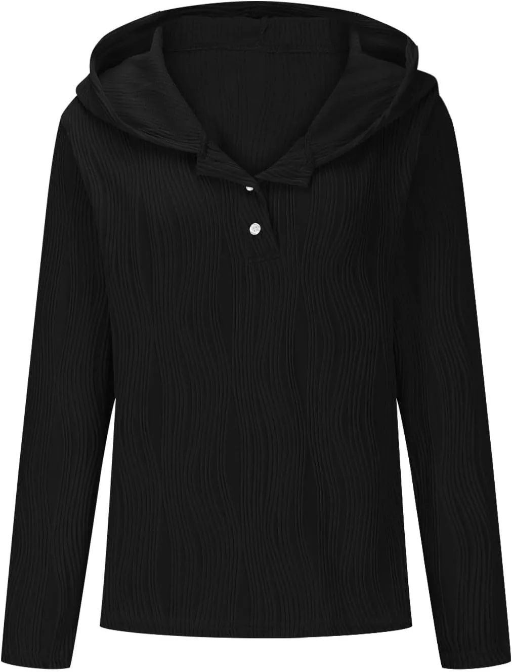 Women's Oversized Hoodies Casual Long Sleeve Button Collar Hooded Sweatshirts Fashion Solid Color Pullover Tops
