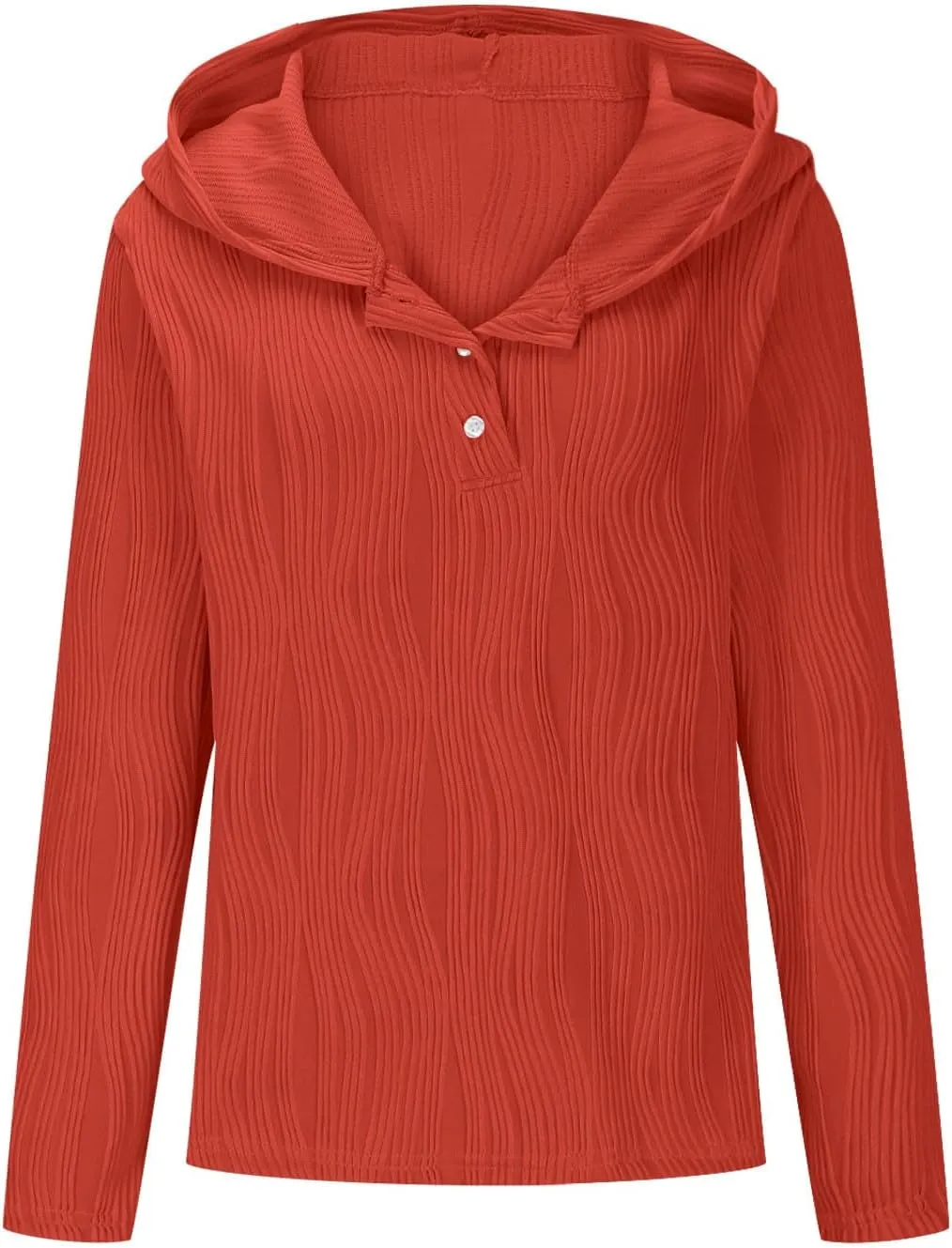Women's Oversized Hoodies Casual Long Sleeve Button Collar Hooded Sweatshirts Fashion Solid Color Pullover Tops