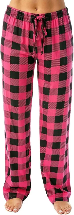 Womens Pajamas Pants 2025 Lounge Cute Plaid Pants Soft Comfy Drawstring Wide Leg Trousers Bell Bottom Sleep Clothing