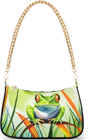 Women's Shoulder Handbag Green Frog Stylish Tote Handbag Hobo Handbag Clutch Handbags with Chain