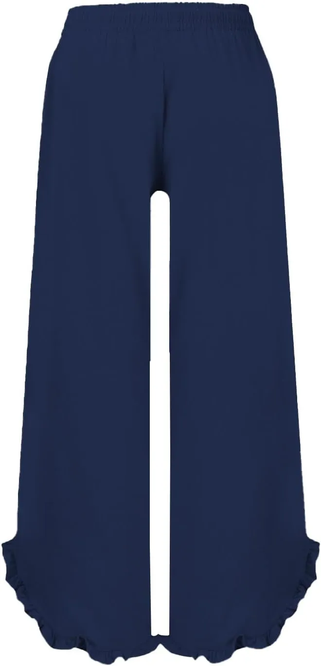 Womens Straight Casual Pants Cotton Linen High Wiast Wide Leg Soft Pant Summer Loose Fit Long Trousers with Pocket