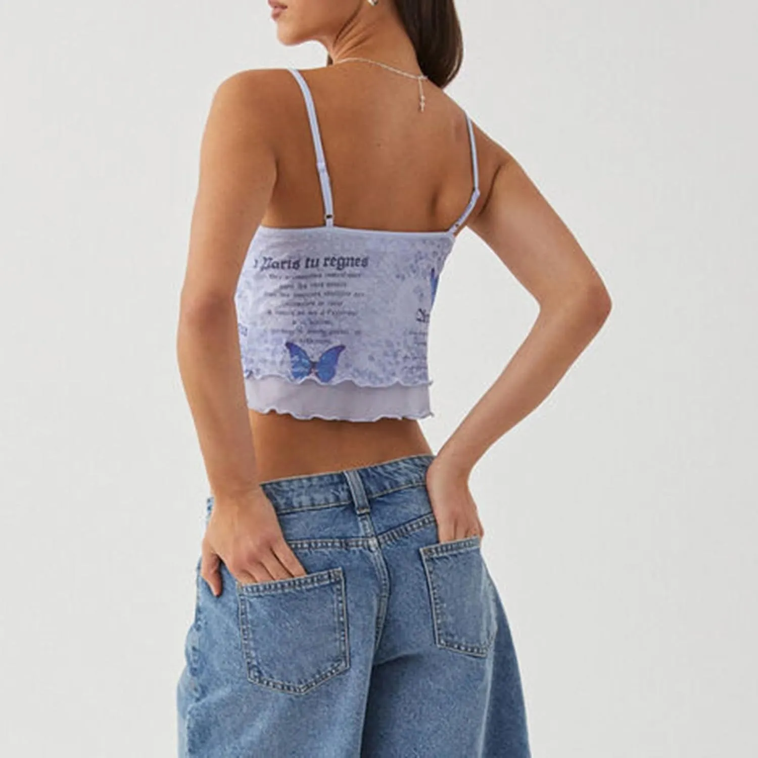 Women's Summer Camisoles Tank Tops V Neck Spaghetti Straps Floral Pattern Ruffled Going Out Tops