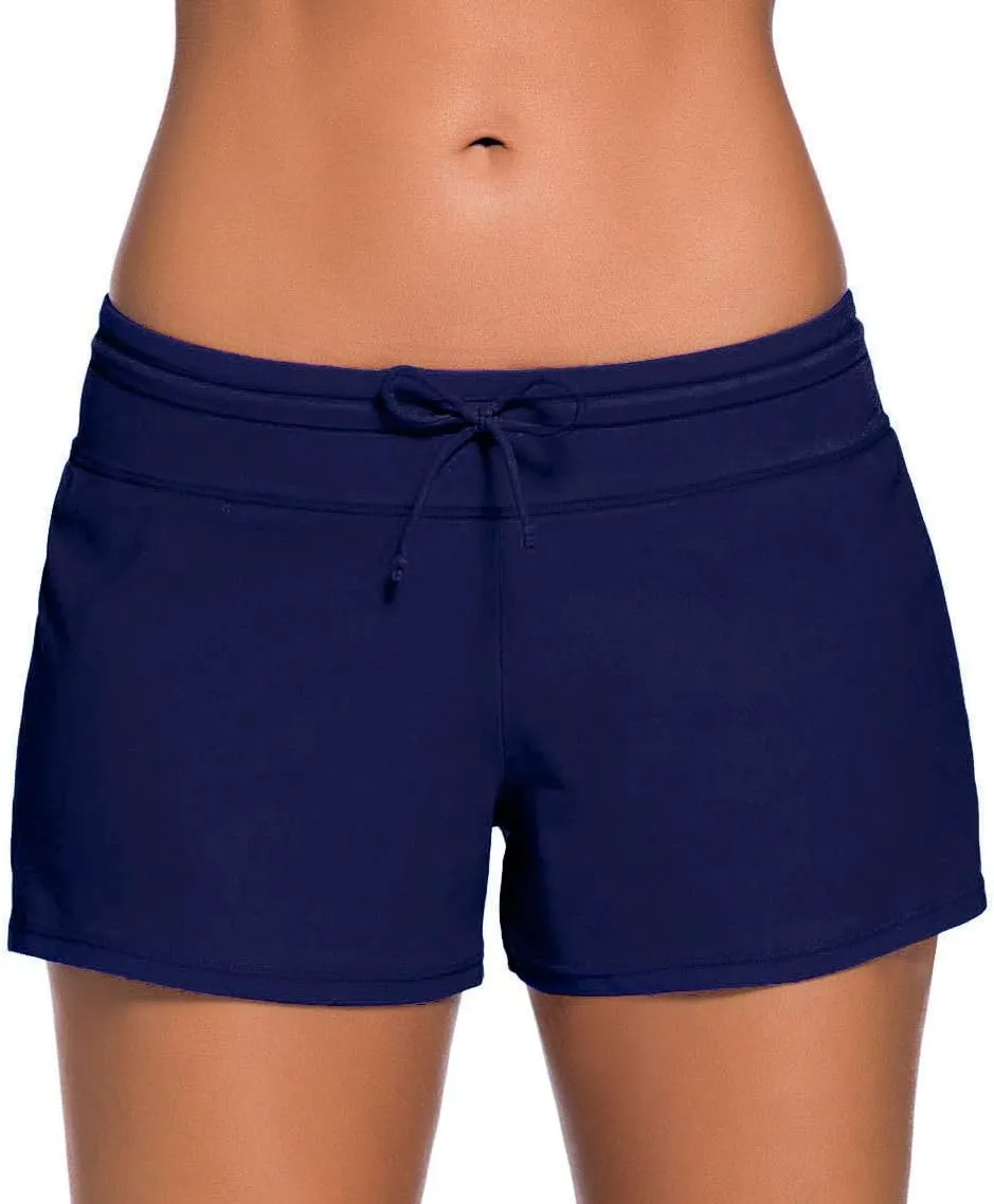 Women's Swim Boardshorts Tankini Boyshorts Beach Bottom Swimsuit Built in Briefs