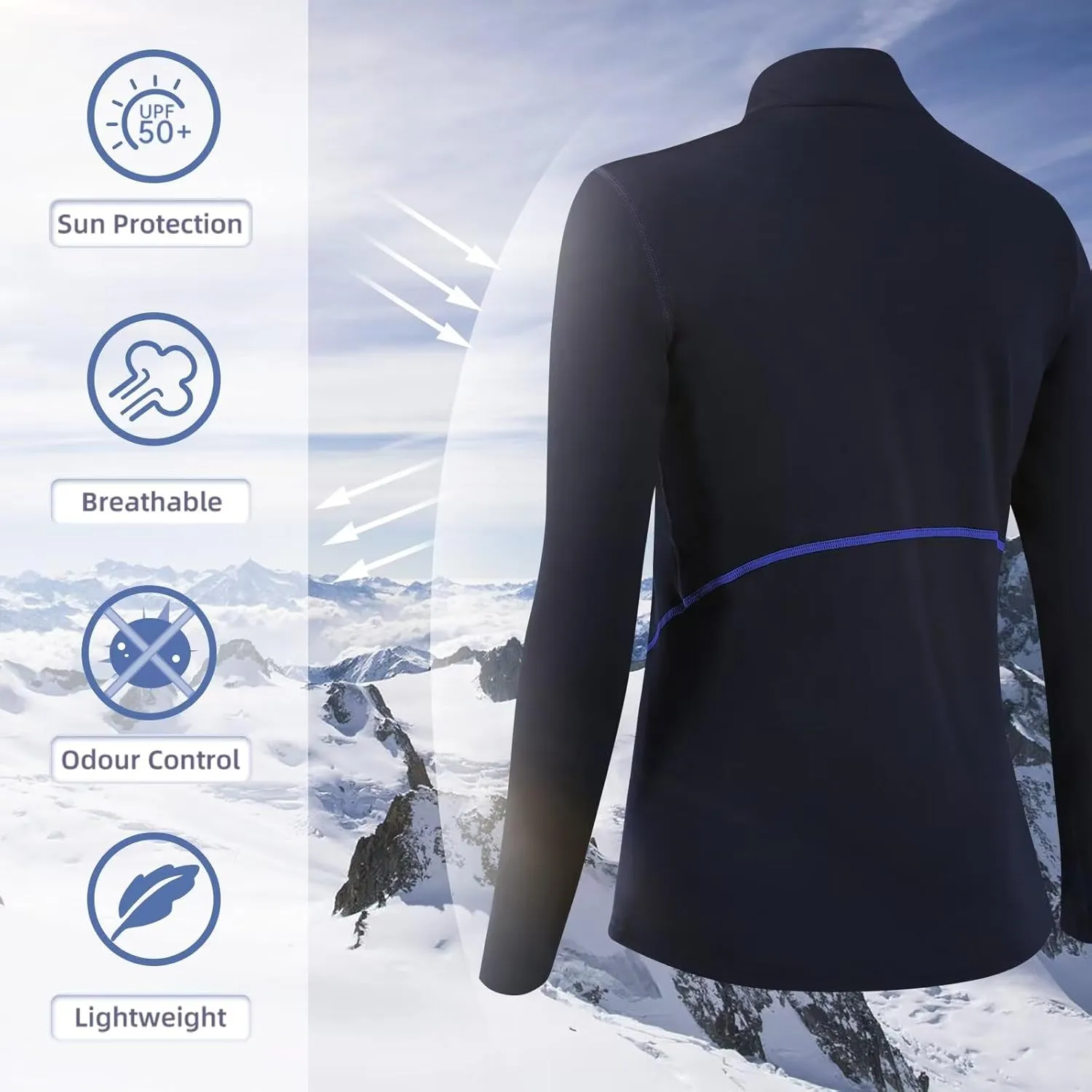 Women's Thermal Long Sleeve Sweat Shirts 1/4 Zip Running Pullover Quick Dry Jogging Outfits Base Layer for Women