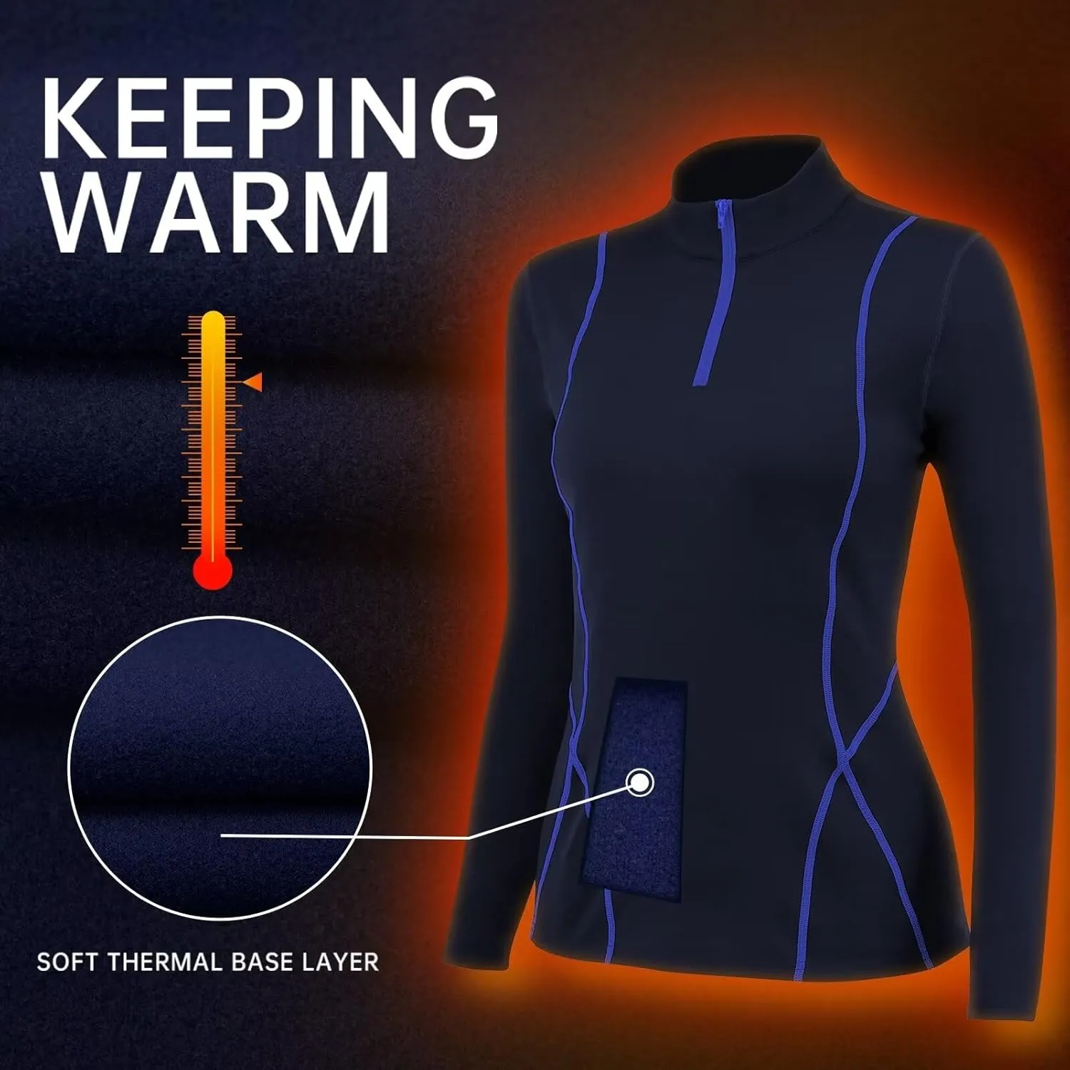 Women's Thermal Long Sleeve Sweat Shirts 1/4 Zip Running Pullover Quick Dry Jogging Outfits Base Layer for Women
