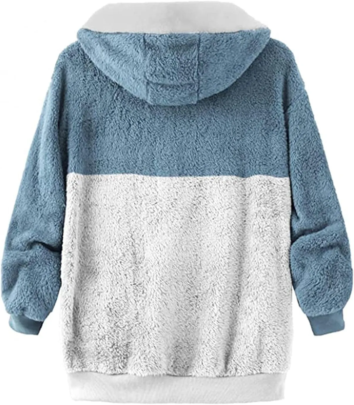 Women's Winter Coats Casual Fleece Jacket Sherpa Fuzzy Faux Shearling Coat Warm Hooded Zip Up Fuzzy Overcoat Outwear