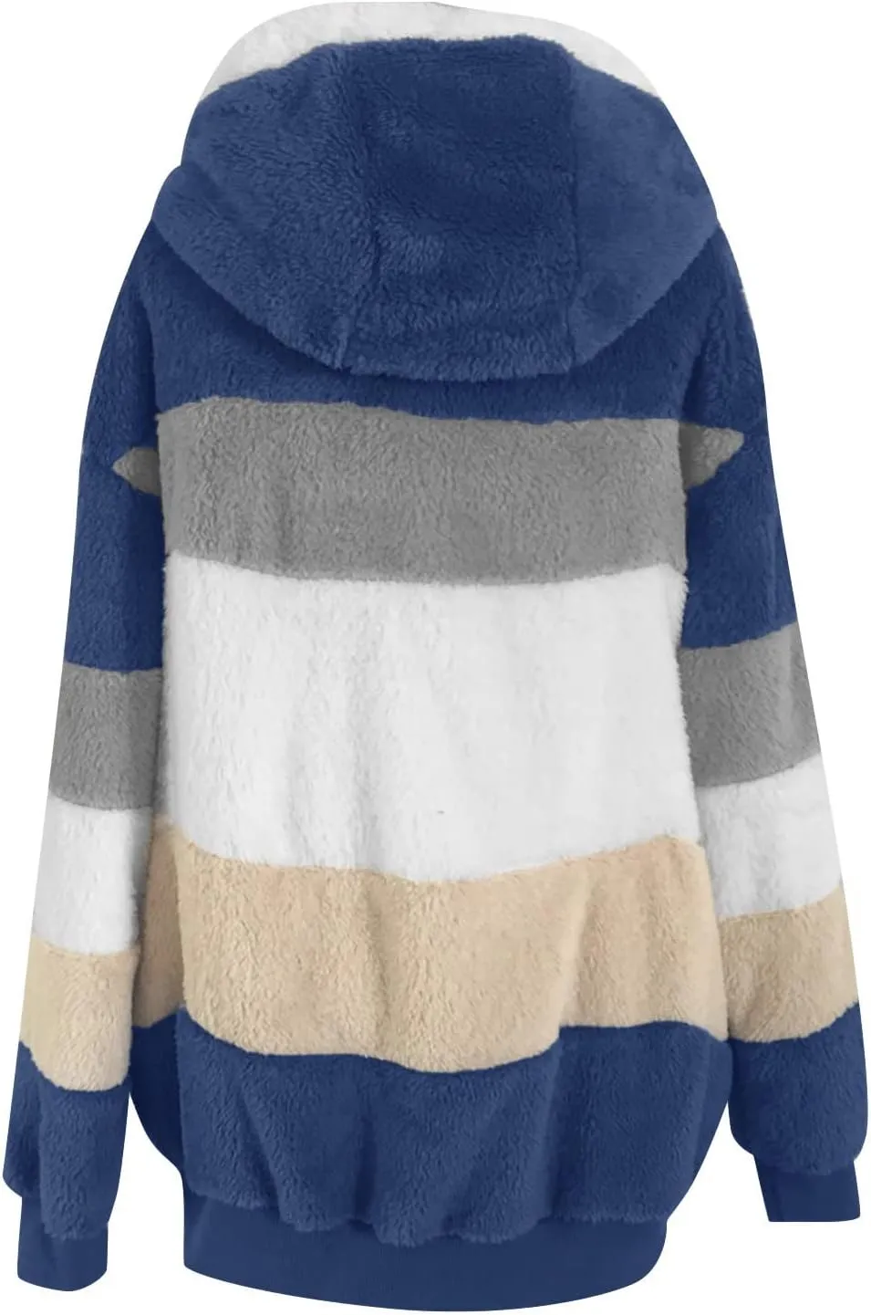 Women's Winter Coats Casual Fleece Jacket Sherpa Fuzzy Faux Shearling Coat Warm Hooded Zip Up Fuzzy Overcoat Outwear